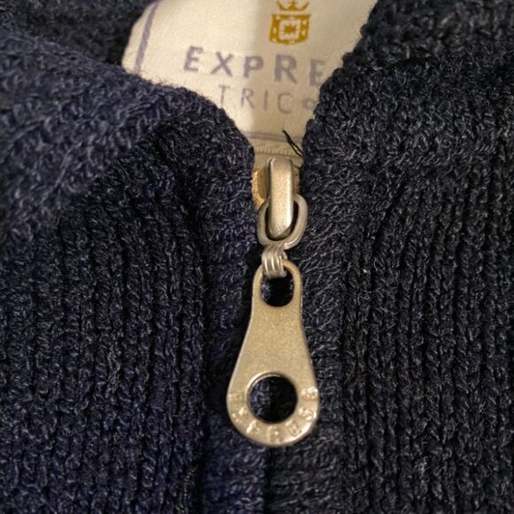VTG 90s Express Tricot Quarter Zip Sweater Striped Rugby Boxy Oversized SZ Small - Picture 8 of 10